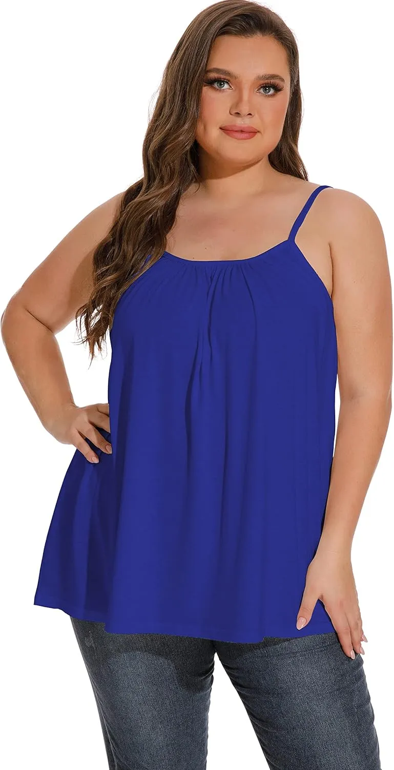 Plus Size Tank Tops for Women Boho Floral Loose Cami Spaghetti Strap Tunic Blouses