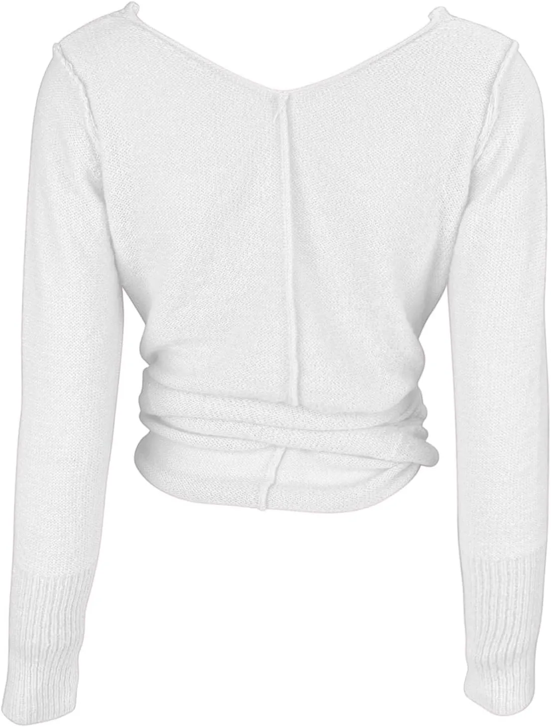 PRETTODAY Women's Wrap Knit Sweater V Neck Tie Front Long Sleeve Casual Pullover Tops