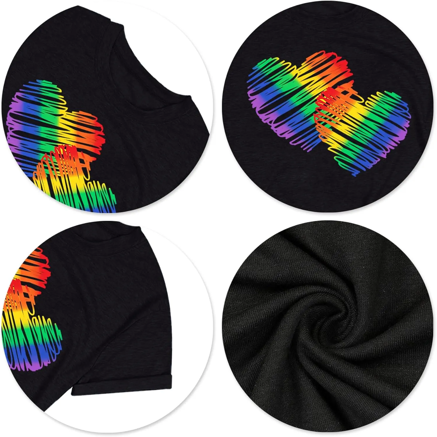 Pride T Shirts Women Rainbows Heart Graphic Tees Shirts LGBT Shirts Casual Short Sleeve Tops