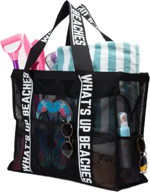 Primo Lines 31L Extra Large Beach Bags 23x17x8 Mesh Beach Bag with Zipper, XL Mesh Tote Bag for Women Family Trip Women