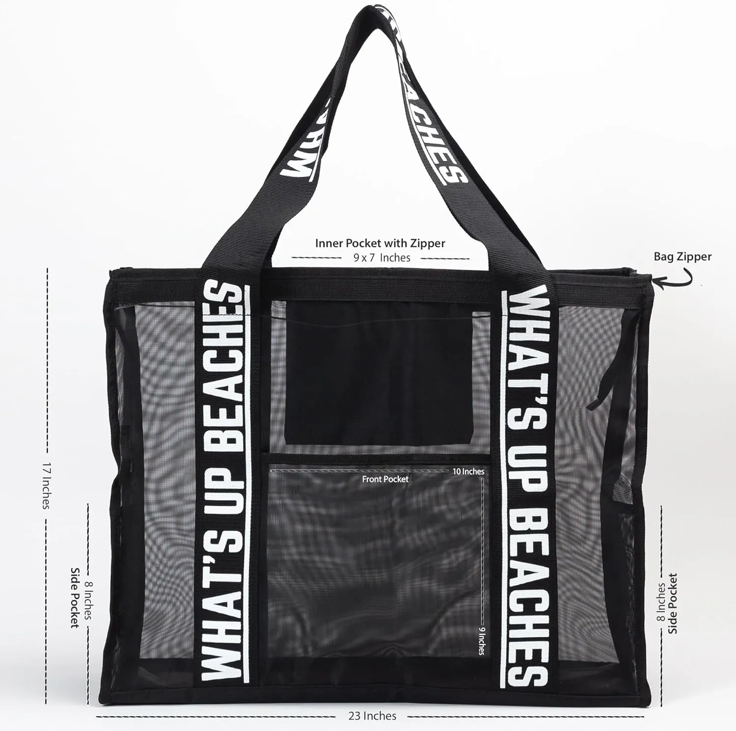 Primo Lines 31L Extra Large Beach Bags 23x17x8 Mesh Beach Bag with Zipper, XL Mesh Tote Bag for Women Family Trip Women