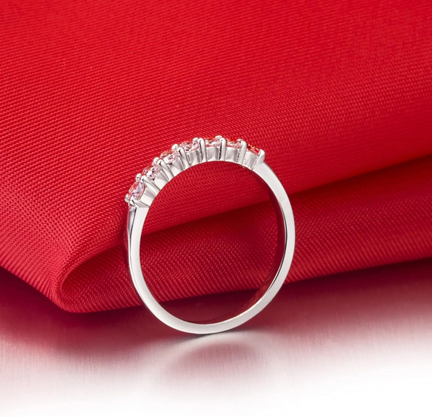 Princess Cut Stackable Rings for Women,Sterling Silver Cubic Zirconia Ring Engagement Weding Bands Eternity Ring Jewelry