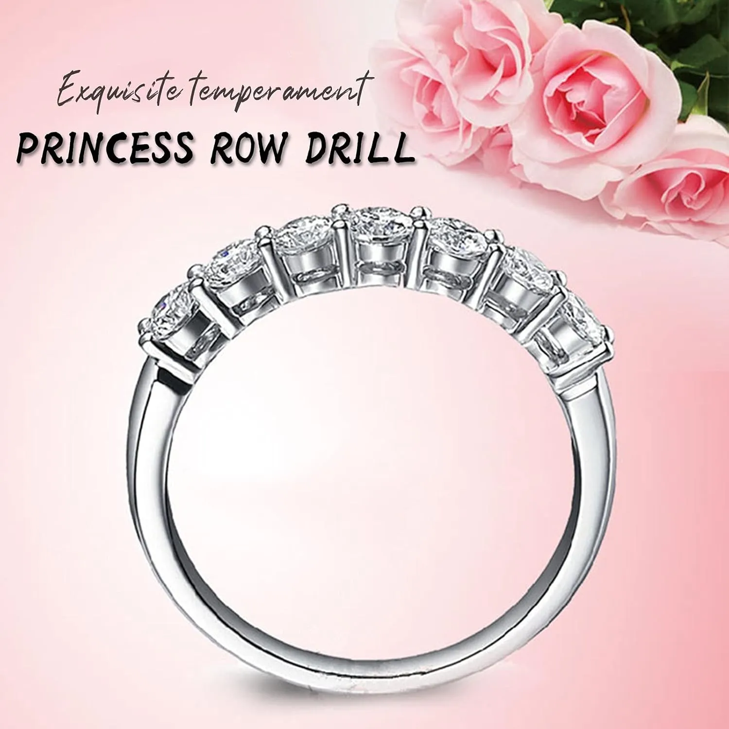 Princess Cut Stackable Rings for Women,Sterling Silver Cubic Zirconia Ring Engagement Weding Bands Eternity Ring Jewelry