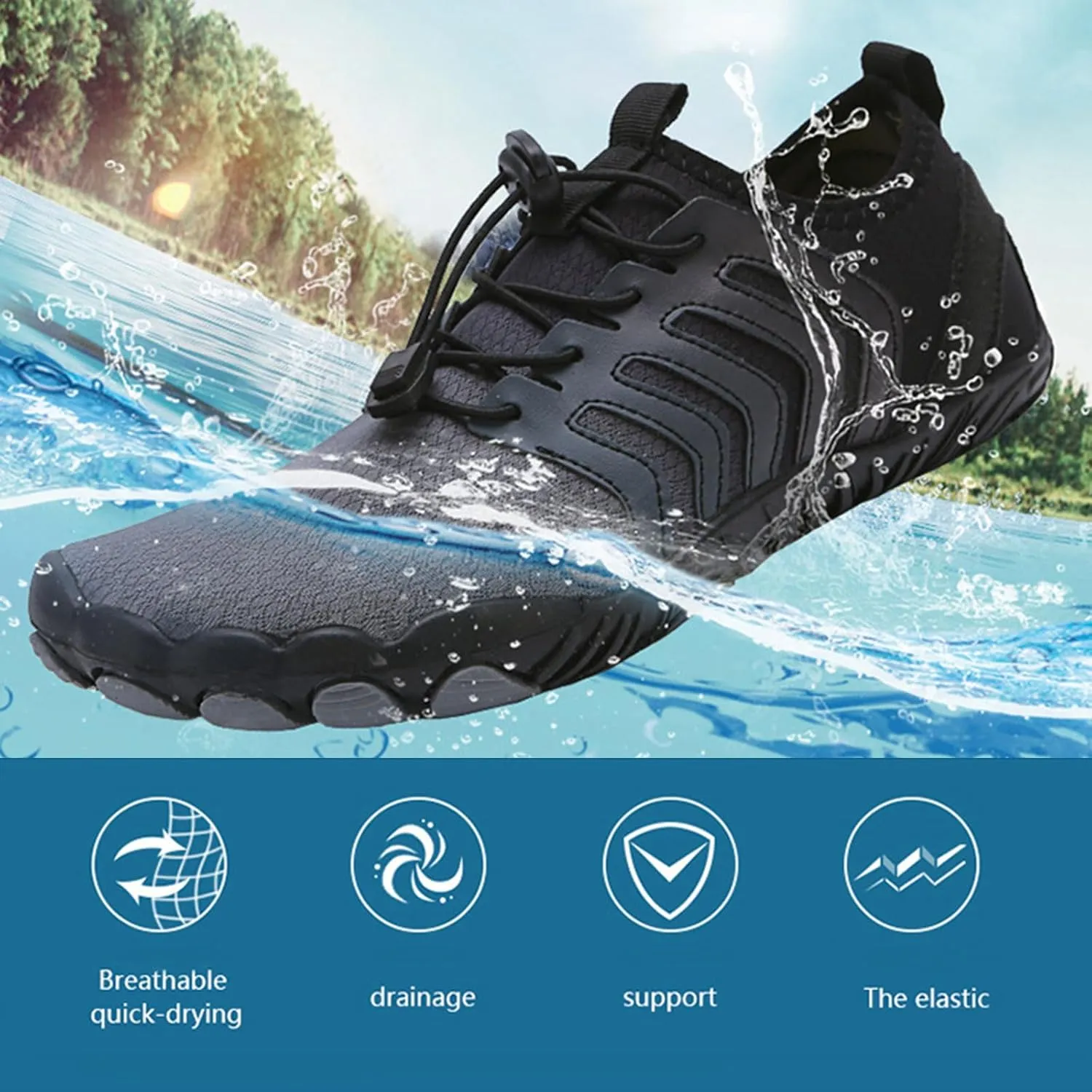 Pro Barefoot Shoes Comfortable Hike Barefoot Footwear Water Shoes for Women Men Quick-Dry Aqua Socks Swim Beach Barefoots Ladies Athletic Shoe Flat Bottom