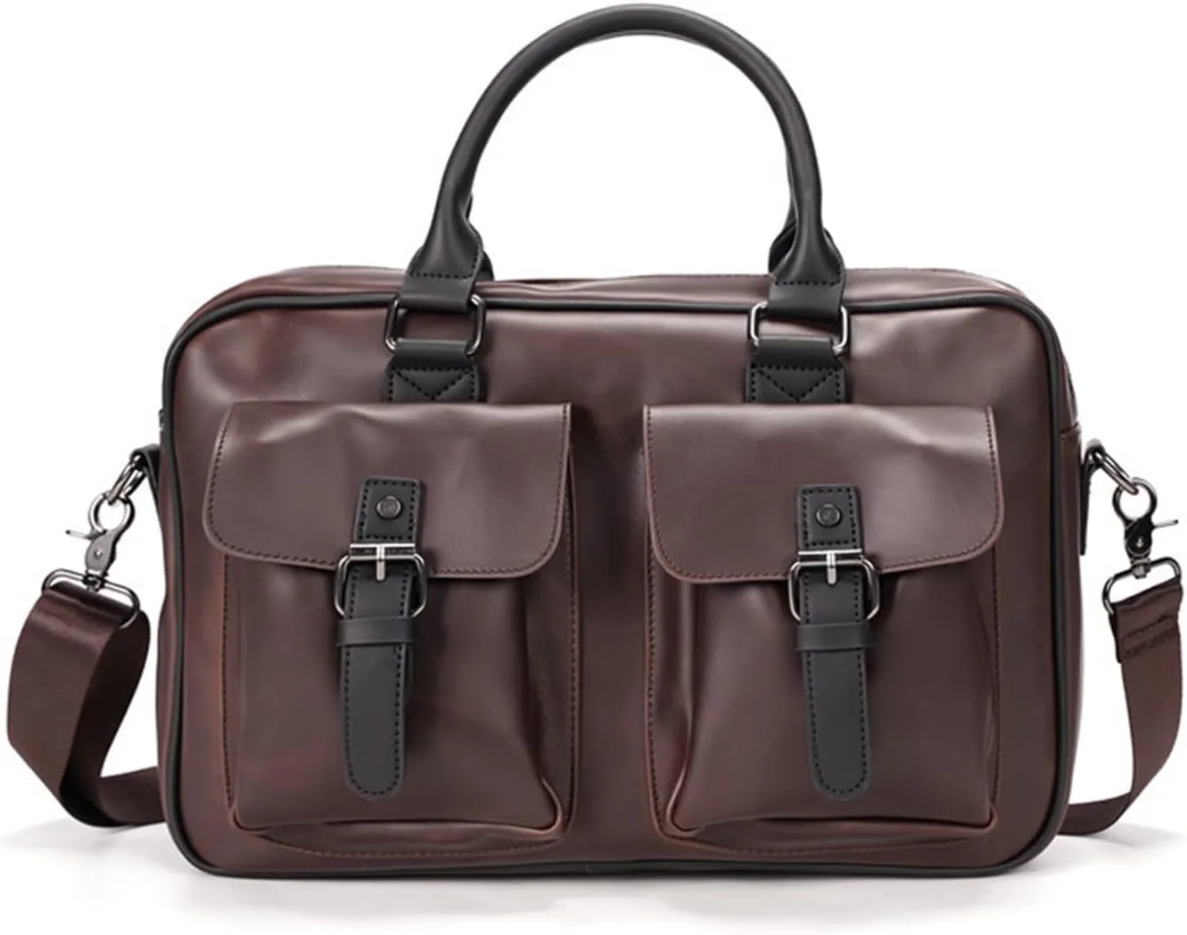 PU Leather Men's Briefcases 13inch Laptop Bag Office Bags for Men Document Business Shoulder Messenger Bag (Color : Coffee, Size : 37x10x25cm)