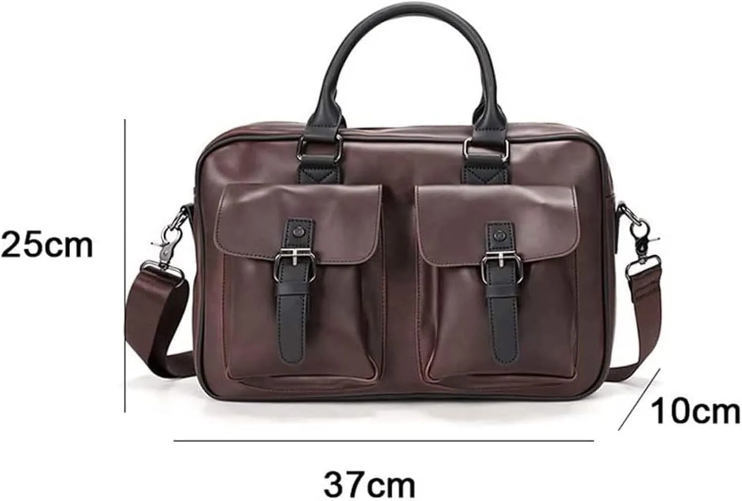 PU Leather Men's Briefcases 13inch Laptop Bag Office Bags for Men Document Business Shoulder Messenger Bag (Color : Coffee, Size : 37x10x25cm)