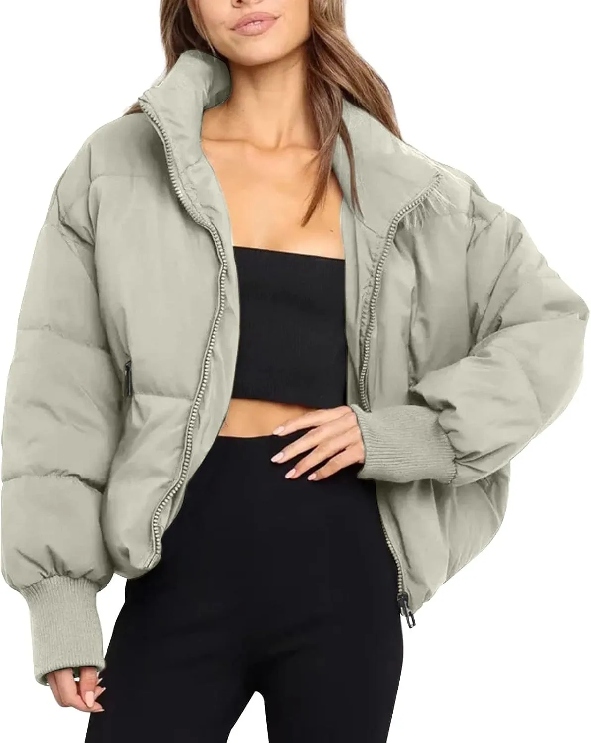 Quilted Jackets for Women Fashion Solid Color Hooded Zip up Jacket Winter Coats for Women Thickened Warm down Jacket