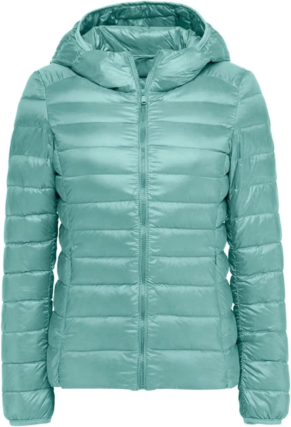 Quilted Jackets for Women Warm Hooded Down Jacket Packable Short Fall Jacket Zip Hooded Winter Coats with Pockets