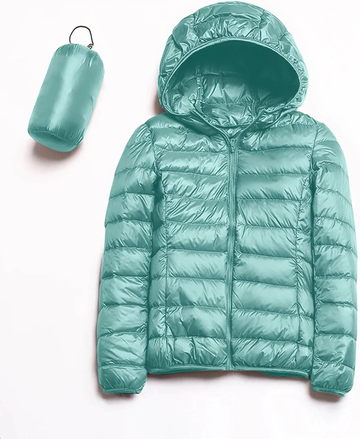 Quilted Jackets for Women Warm Hooded Down Jacket Packable Short Fall Jacket Zip Hooded Winter Coats with Pockets