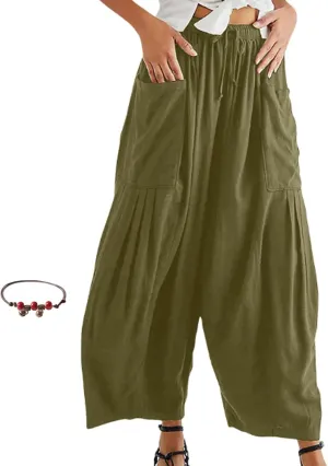 Quinn Plus Size Pants, Quinn Pants for Women Linen Pants with Pockets Summer Harem Pants Boho Beach Pants