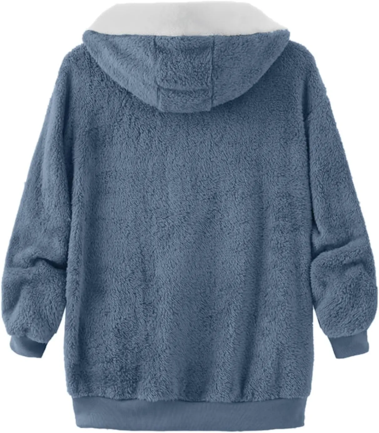 QWENTMTNTY Women Sherpa Lined Fleece Jacket Plus Size Casual Fuzzy Fashion Winter Jackets Lightweight Hooded Faux Fur Coat