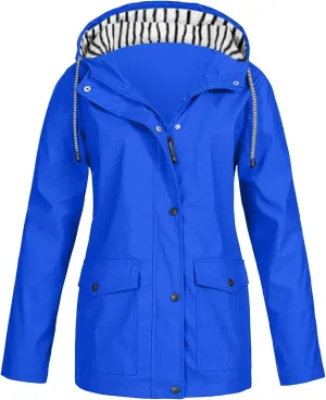 Rain Jacket Women 2025 Spring Raincoat Waterproof Dressy Zip up Rain Jacket with Pockets Windbreaker with Hood