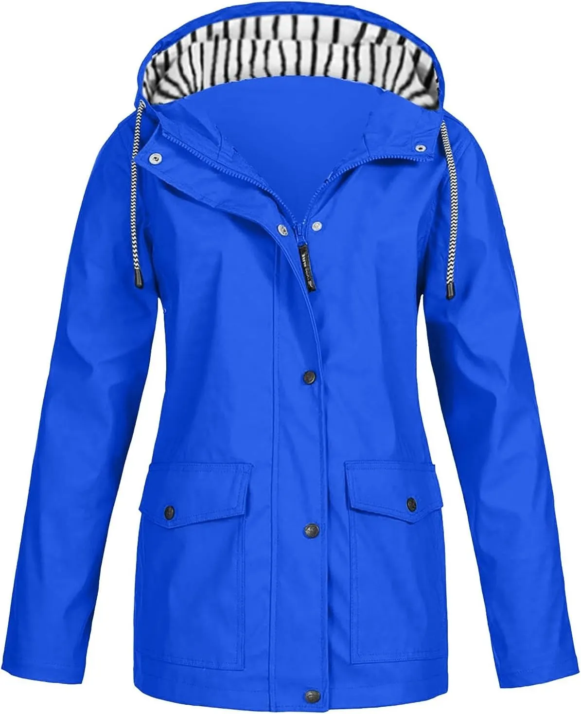 Rain Jacket Women 2025 Spring Raincoat Waterproof Dressy Zip up Rain Jacket with Pockets Windbreaker with Hood