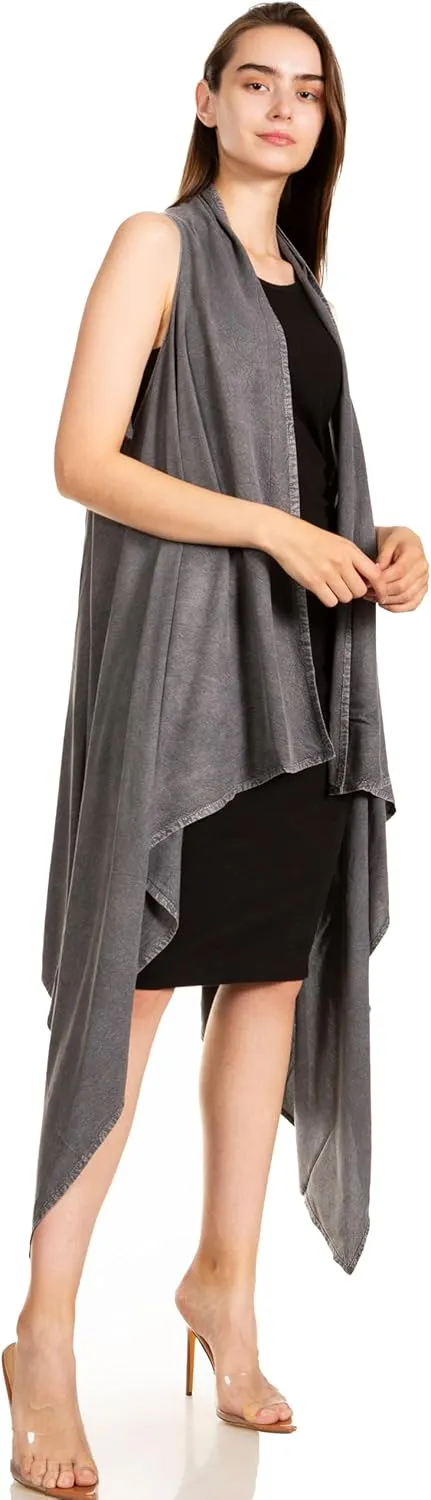 Sakkas Ivana Women's Oversized Draped Open Front Sleeveless Cardigan in Tie Dye