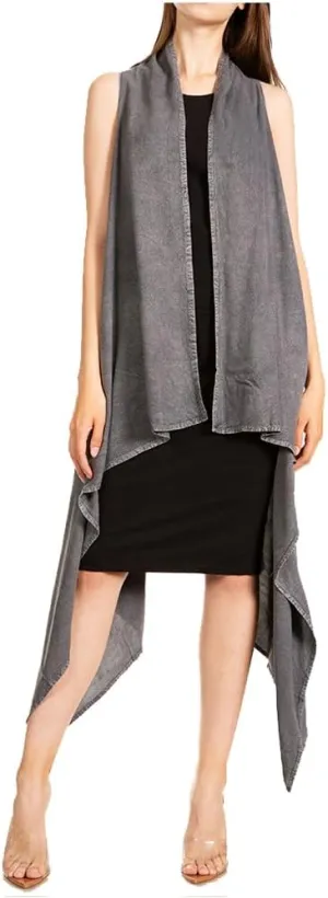 Sakkas Ivana Women's Oversized Draped Open Front Sleeveless Cardigan in Tie Dye