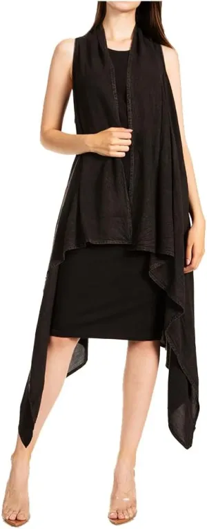 Sakkas Ivana Women's Oversized Draped Open Front Sleeveless Cardigan in Tie Dye
