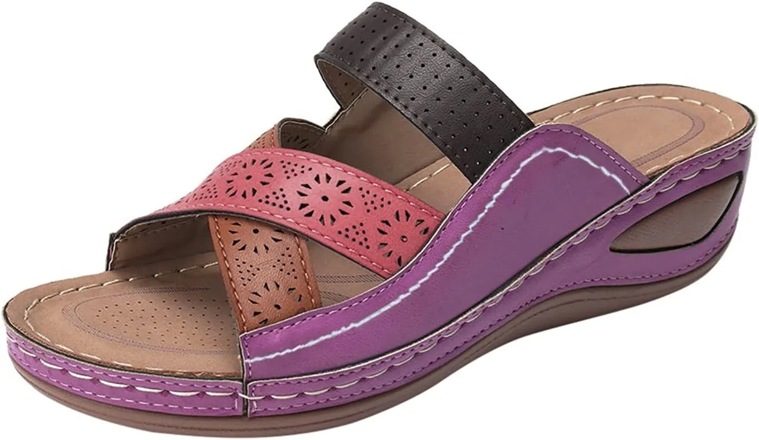 Sandals for Women 2025 Wide Width Dressy Comfy Platform Sandals with Arch Support Cross Straps Casual Beach Sandals