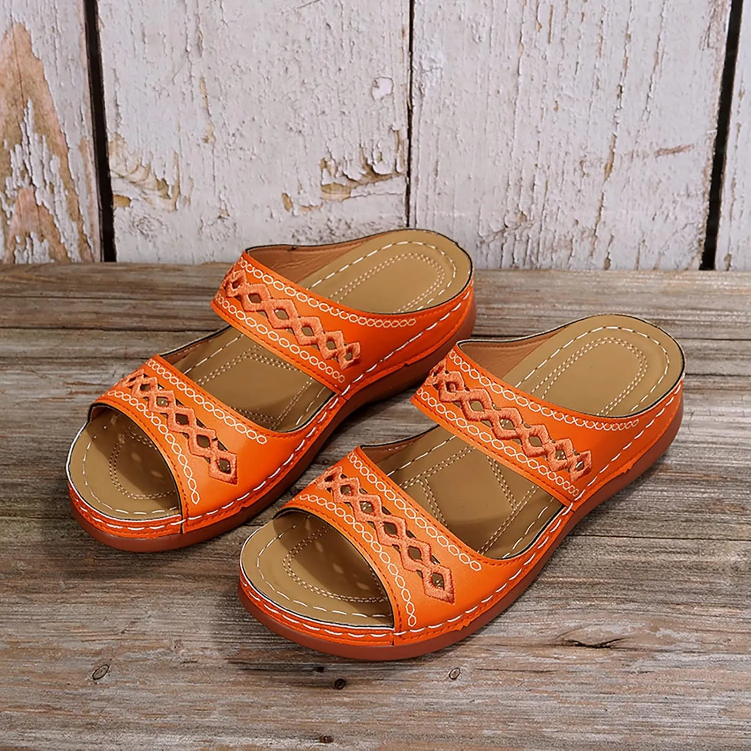Sandals Women Open Toe Cross Strap Comfortable Walking Womens Sandals Flats Summer Dress Orthopedic Platform Sandals