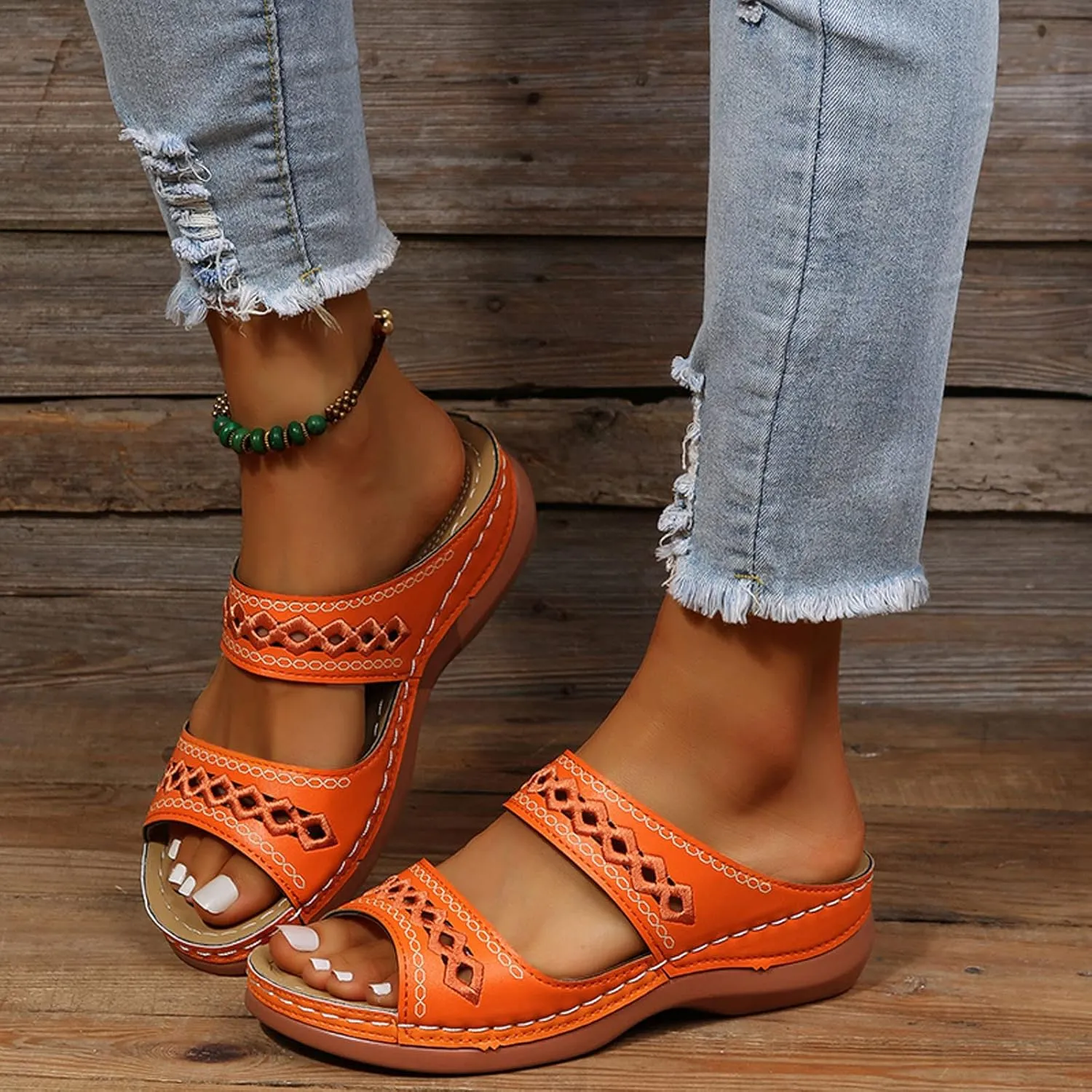 Sandals Women Open Toe Cross Strap Comfortable Walking Womens Sandals Flats Summer Dress Orthopedic Platform Sandals