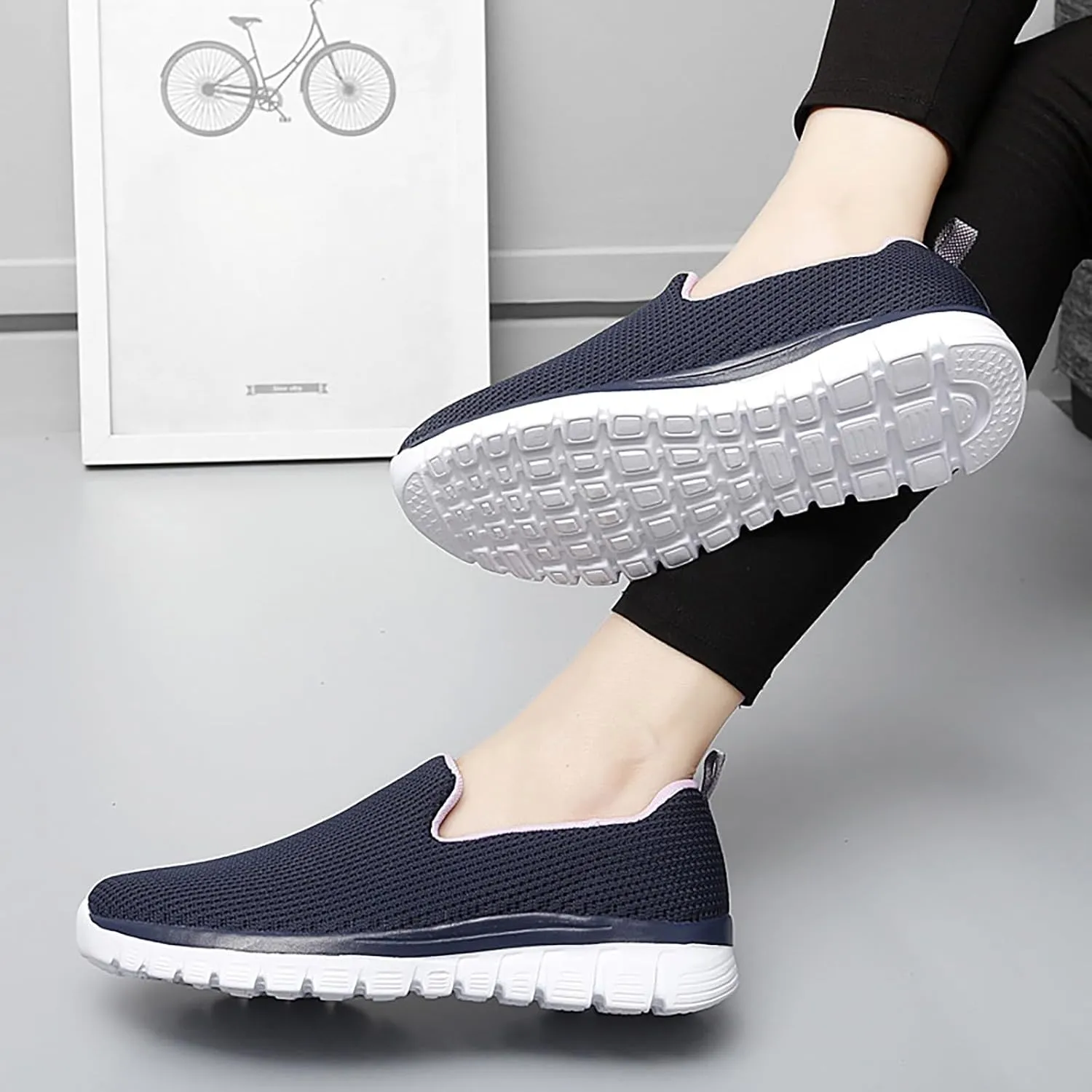 SBGMoSJ Casual Sneakers for Women Wide Zapatos Negros para Mujer Altos Womens Walking Shoes Slip On Sneakers Wide Width Black Tennis Shoes for Women Nursing Zapatos OrtopDicos para Mujeres El