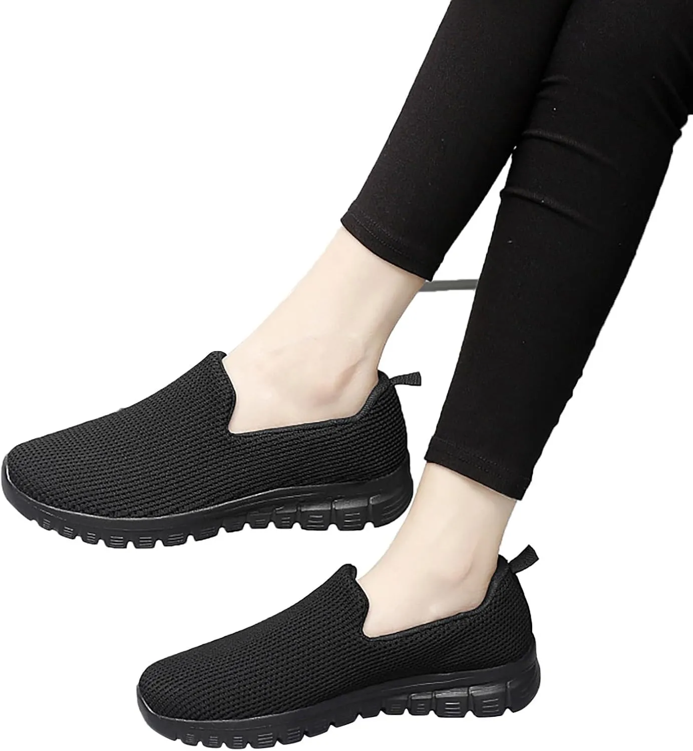 SBGMoSJ Casual Sneakers for Women Wide Zapatos Negros para Mujer Altos Womens Walking Shoes Slip On Sneakers Wide Width Black Tennis Shoes for Women Nursing Zapatos OrtopDicos para Mujeres El