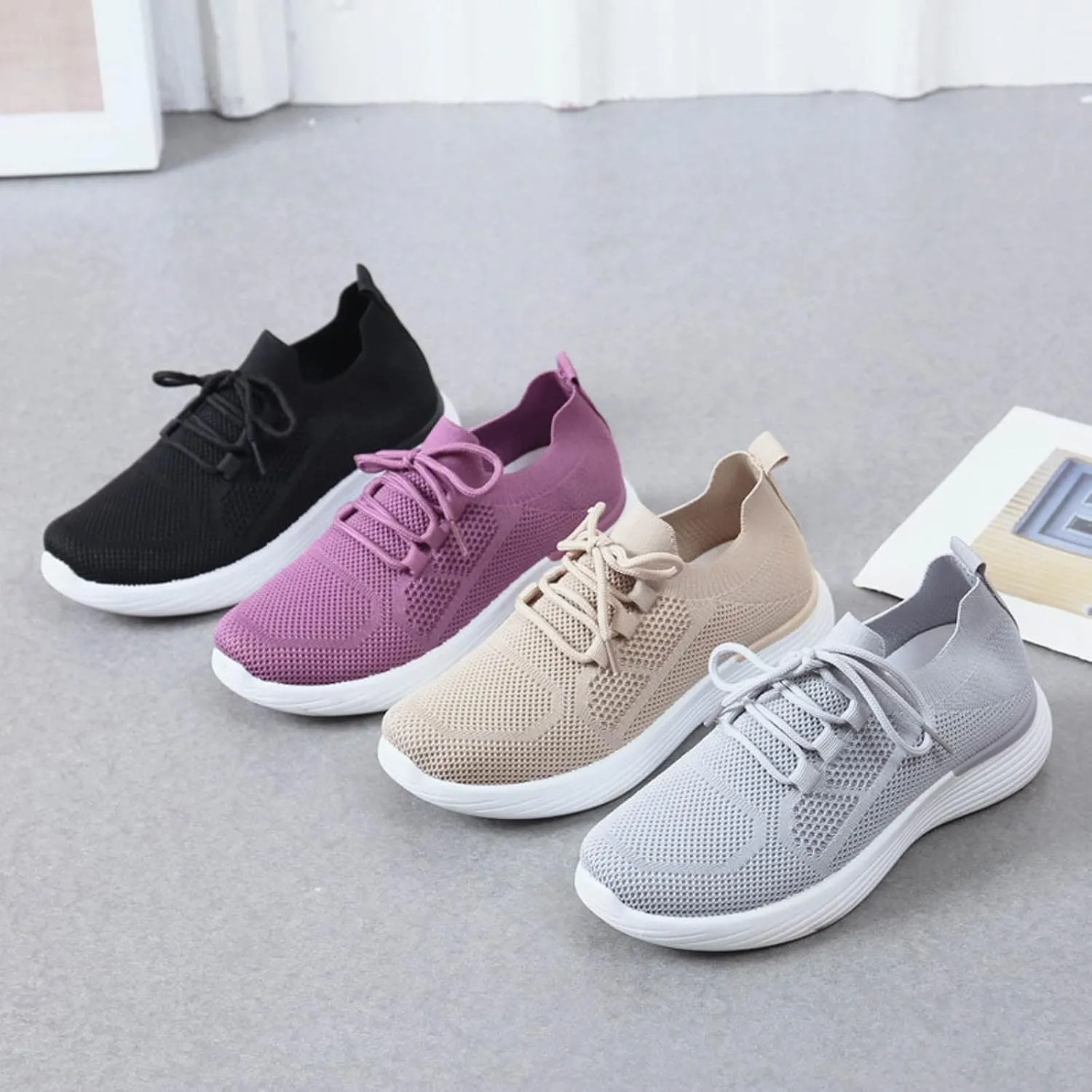 SBGMoSJ Women Sneakers Black Casual Zapatos CModos Para Embarazadas Wide Width White Canvas Tennis Shoes for Women Women Sneakers Size 6 Wide Women Orthopedic Sneakers Wide