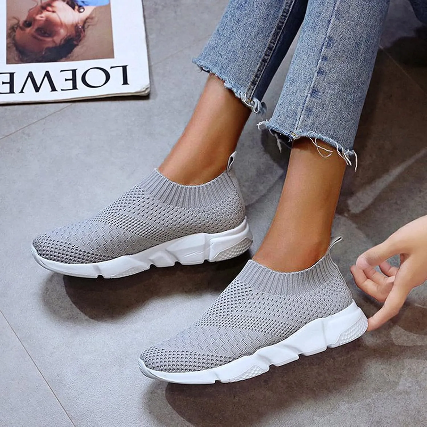 SBGMoSJ Womens Shoes 7.5 Wide Width Sneakers Black Fashion Sneakers for Women 2023 Orange and White Gym Shoes for Women Womens Fashion Sneakers 2023 Slip On Shoes for Women Wide Width