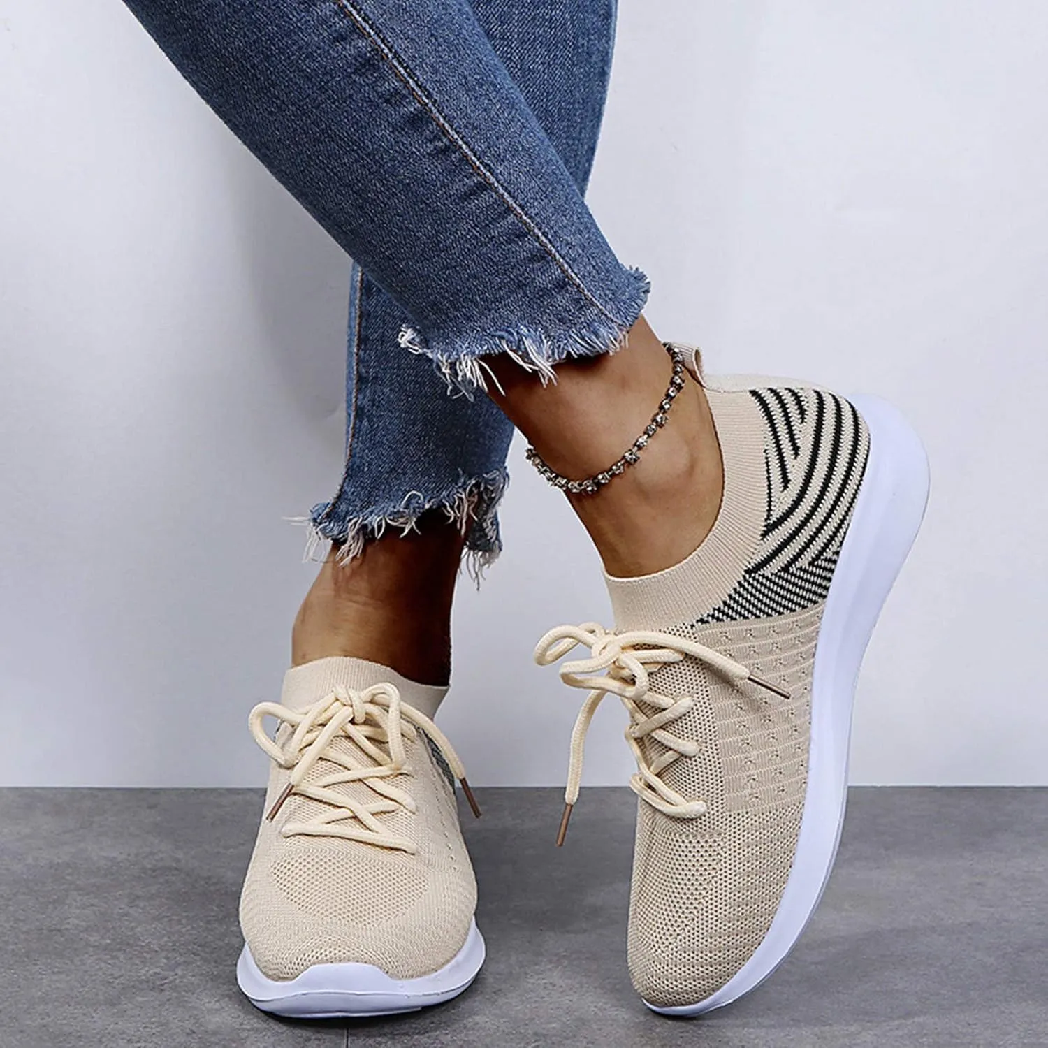 SBGMoSJ Womens Wide Casual Shoes Zapatos para Mujer CModos Tenis Womens White Leather Slip On Sneakers Womens Shoes Sneakers Wide Toe Box Comfy Open Toe Flats Shoes Women Dressy Cute