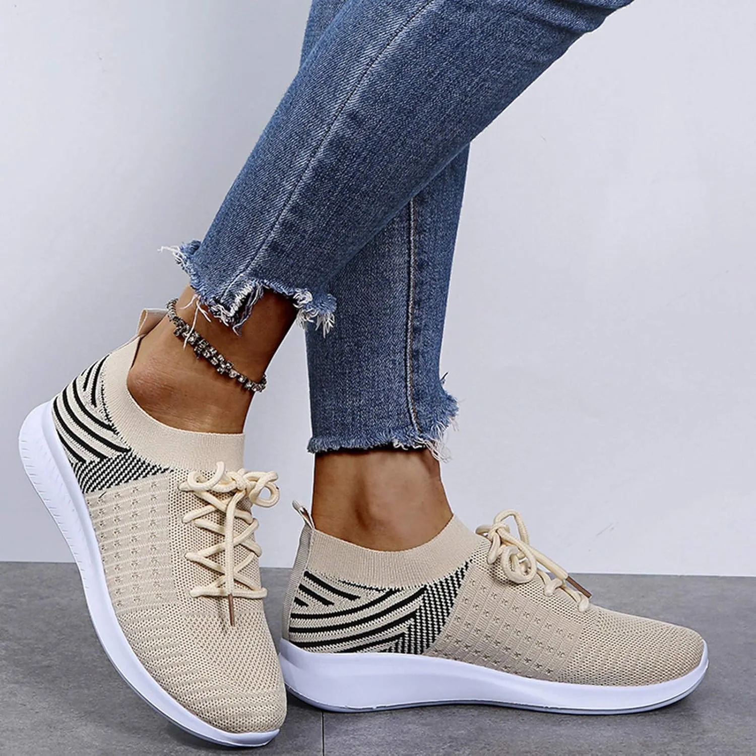 SBGMoSJ Womens Wide Casual Shoes Zapatos para Mujer CModos Tenis Womens White Leather Slip On Sneakers Womens Shoes Sneakers Wide Toe Box Comfy Open Toe Flats Shoes Women Dressy Cute