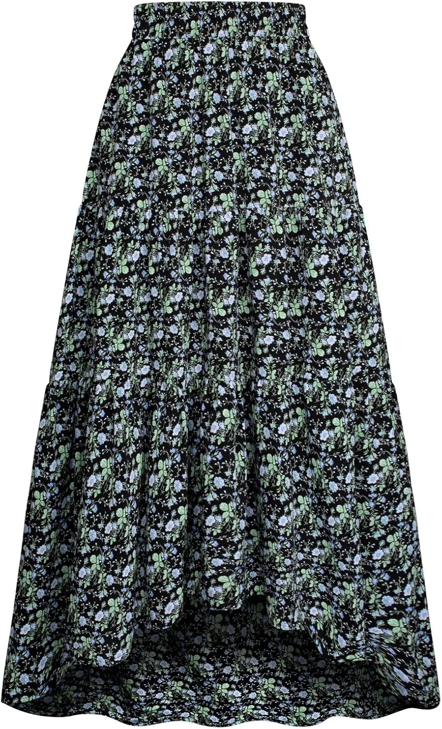 Scarlet Darkness Floral Skirts for Women Tiered Maxi Long Skirt High-Low Renaissance Skirt
