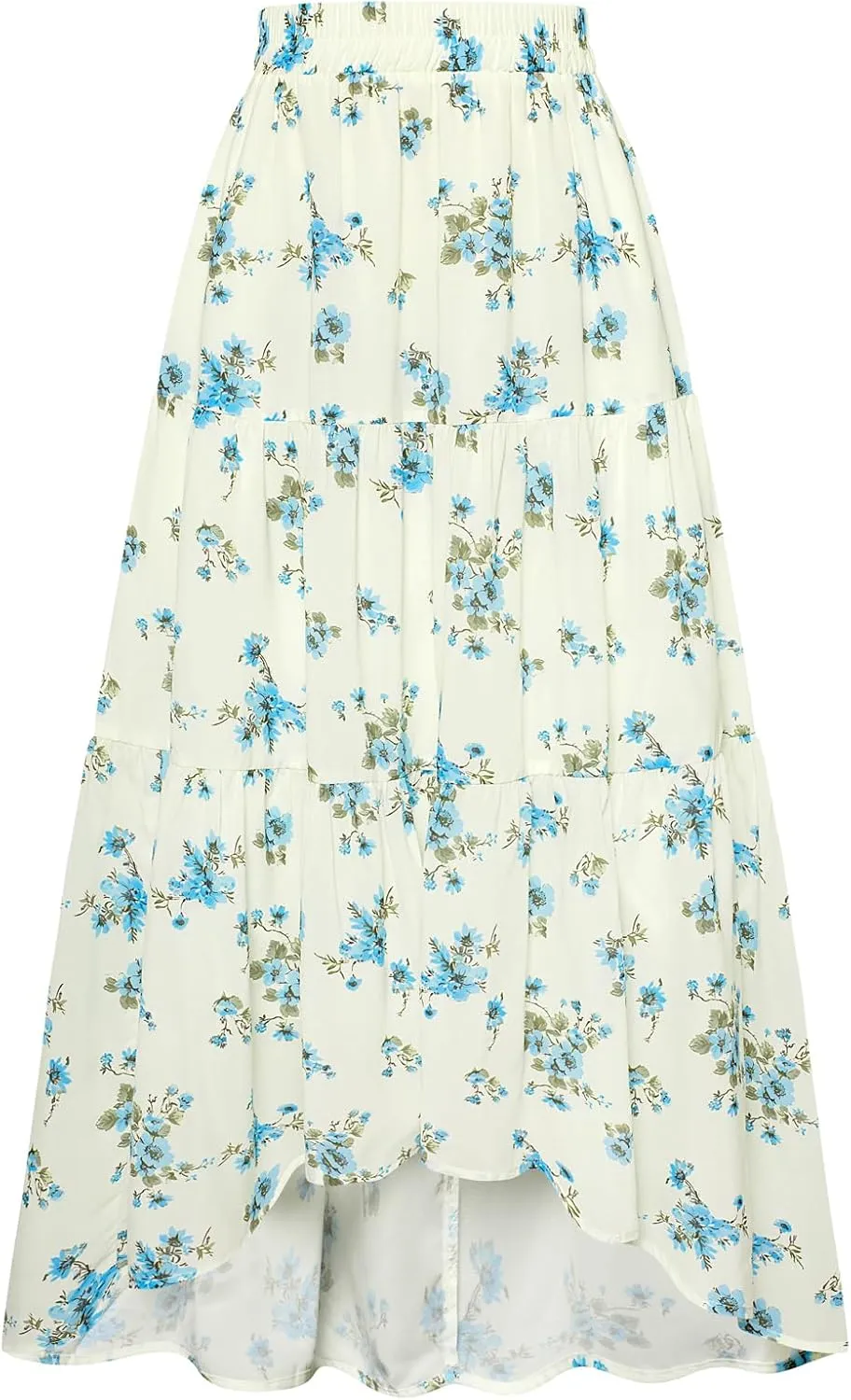 Scarlet Darkness Floral Skirts for Women Tiered Maxi Long Skirt High-Low Renaissance Skirt