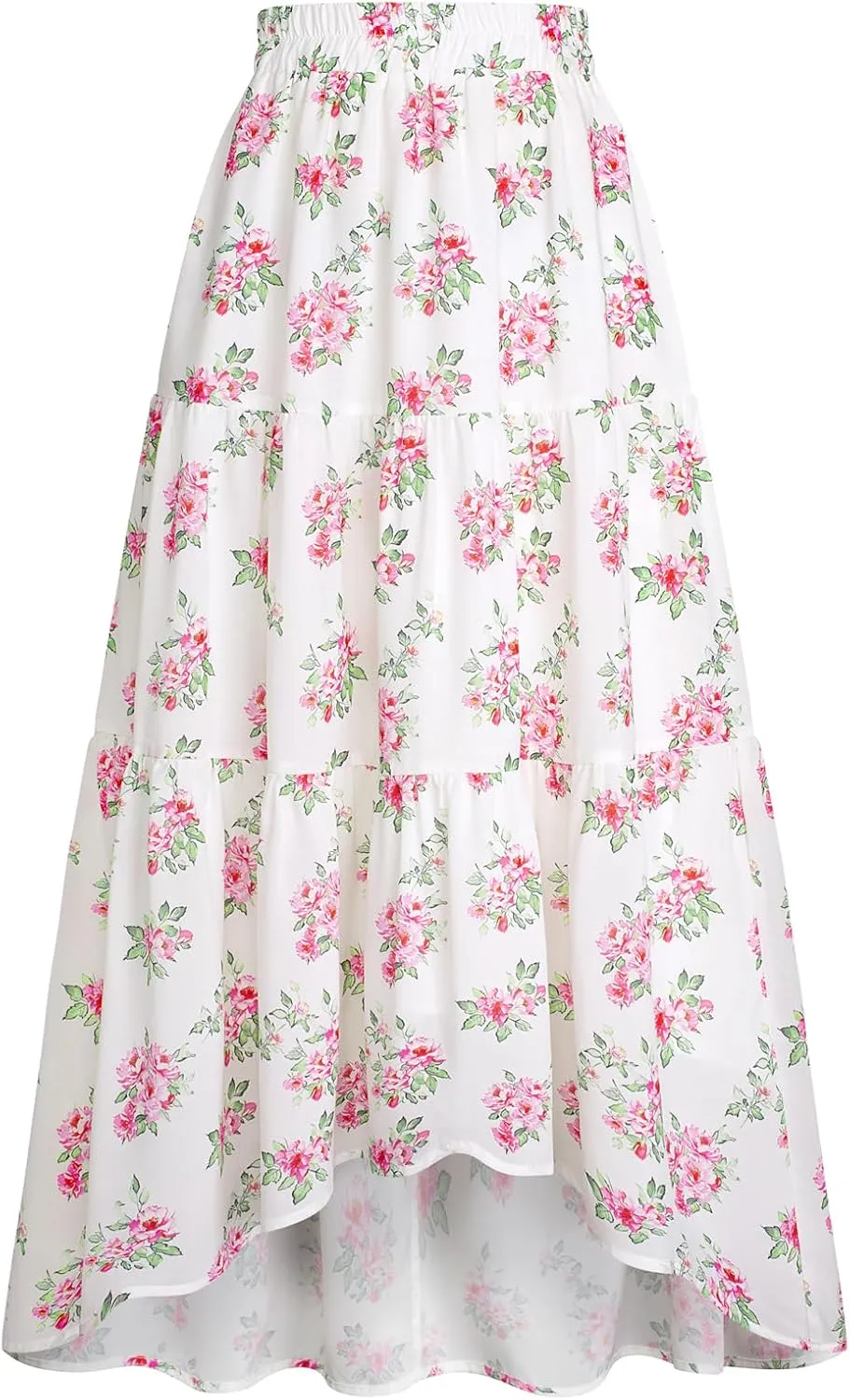 Scarlet Darkness Floral Skirts for Women Tiered Maxi Long Skirt High-Low Renaissance Skirt