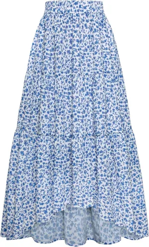 Scarlet Darkness Floral Skirts for Women Tiered Maxi Long Skirt High-Low Renaissance Skirt