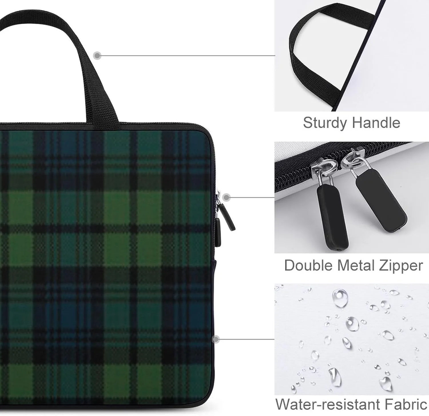 Scottish Tartan Plaid Laptop Bag Slim Carrying Case Computer Bag Briefcase Handbag Messenger Bag Business Casual