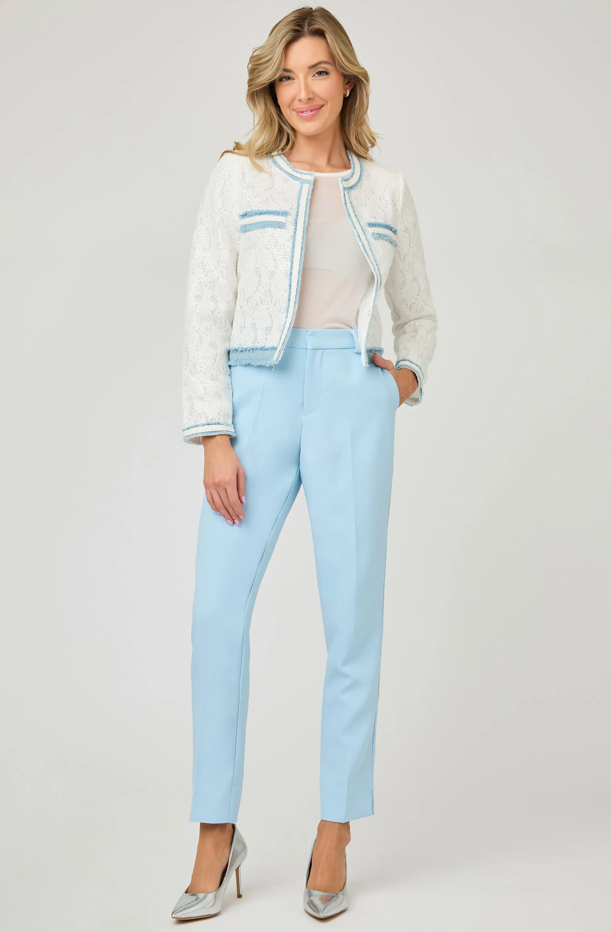 Sequin Lace Jacket with Contrasting Trim