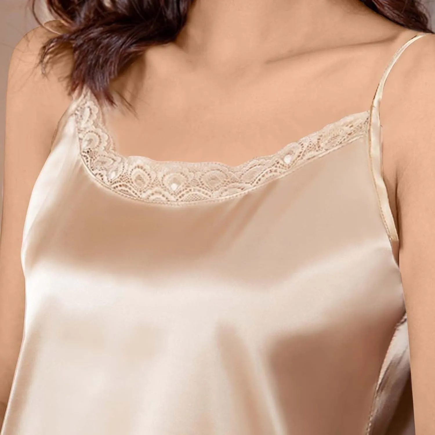 Sexy Lace Trim Cami Vest Women Satin Spaghetti Strap Sleeveless Tops Elegant Backless Summer Casual Camisole Blouses