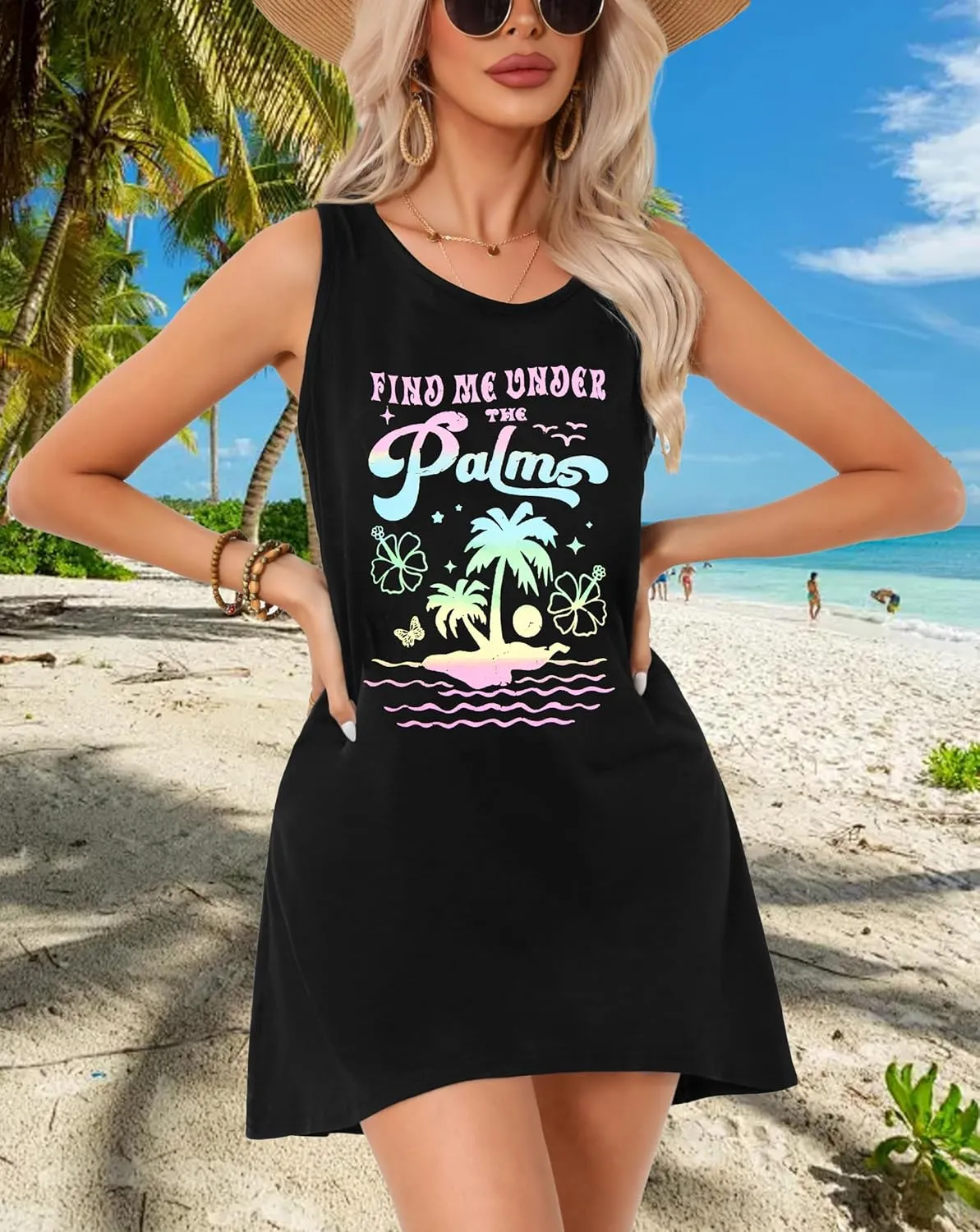 SFHFY Womens Hawaiian Tank Top: Summer Beach Tanks Tropical Sleeveless Shirt Vacation Plam Floral Outfits