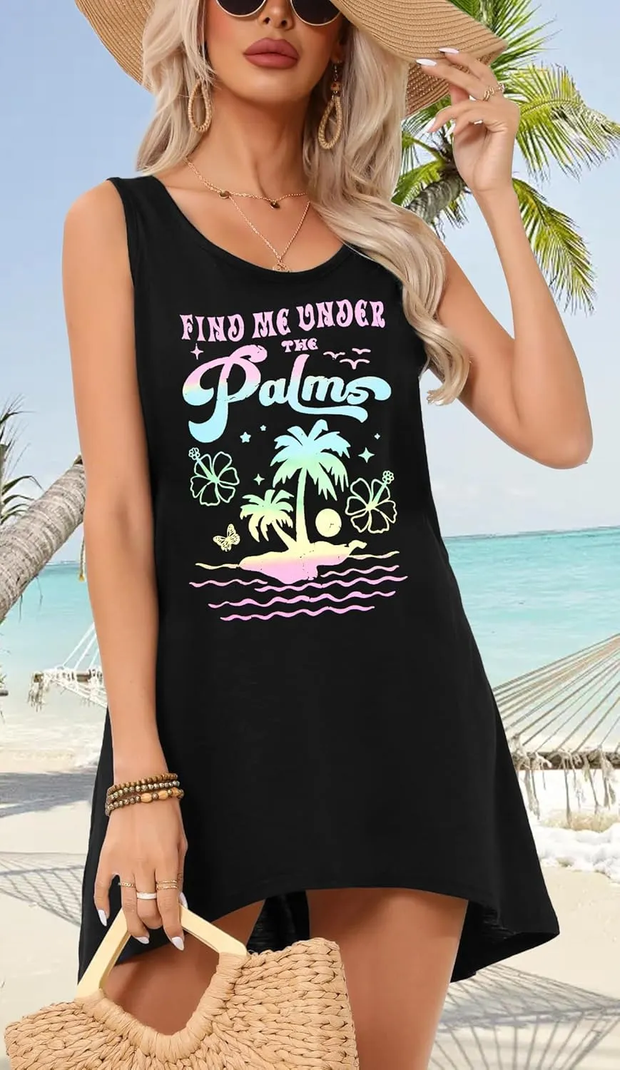 SFHFY Womens Hawaiian Tank Top: Summer Beach Tanks Tropical Sleeveless Shirt Vacation Plam Floral Outfits