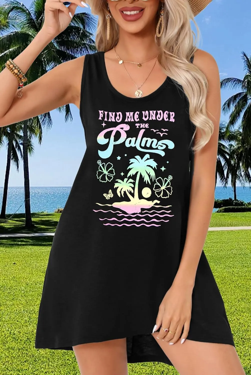 SFHFY Womens Hawaiian Tank Top: Summer Beach Tanks Tropical Sleeveless Shirt Vacation Plam Floral Outfits