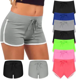 SHAOBGE Biker Shorts for Women Workout Running Shorts High Waisted Yoga Shorts Striped Sweat Shorts Casual Drawstring Shorts