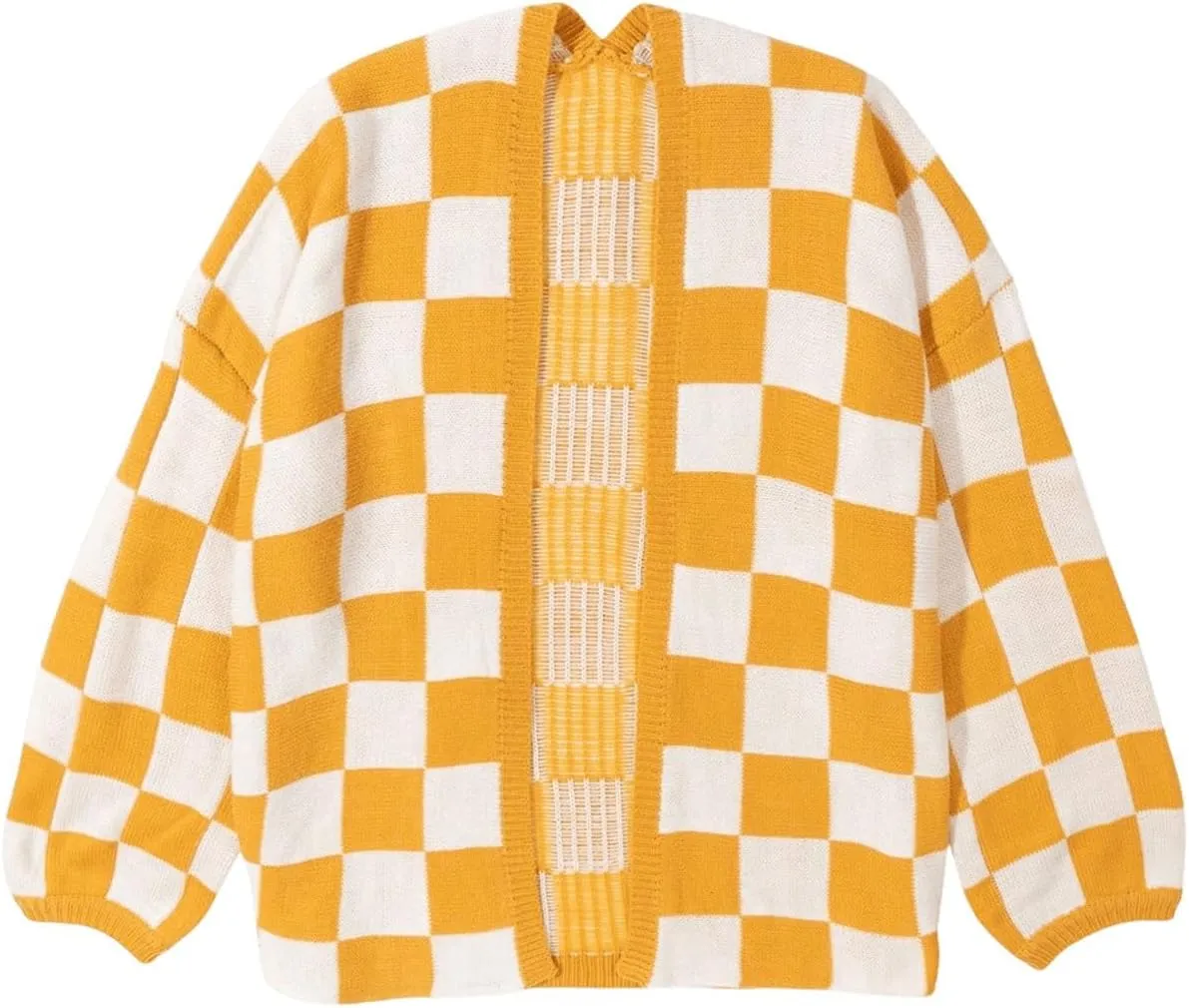 SHENHE Women's Oversized Plaid Outwear Open Front Knit Sweater Long Sleeve Casual Cardigan
