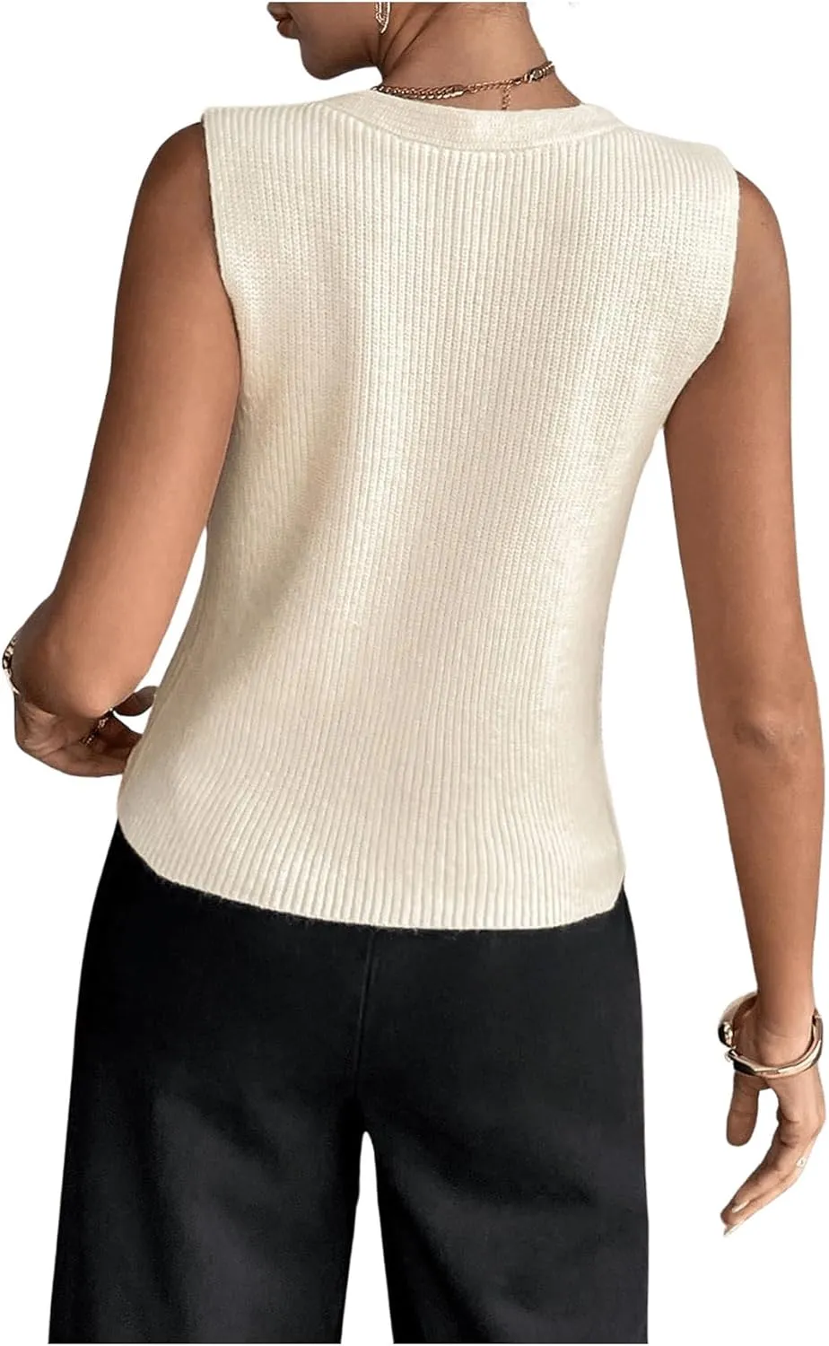 SHENHE Women's Sleeveless V Neck Sweater Vest Button Up Casual Knitwear Outfits with Pockets