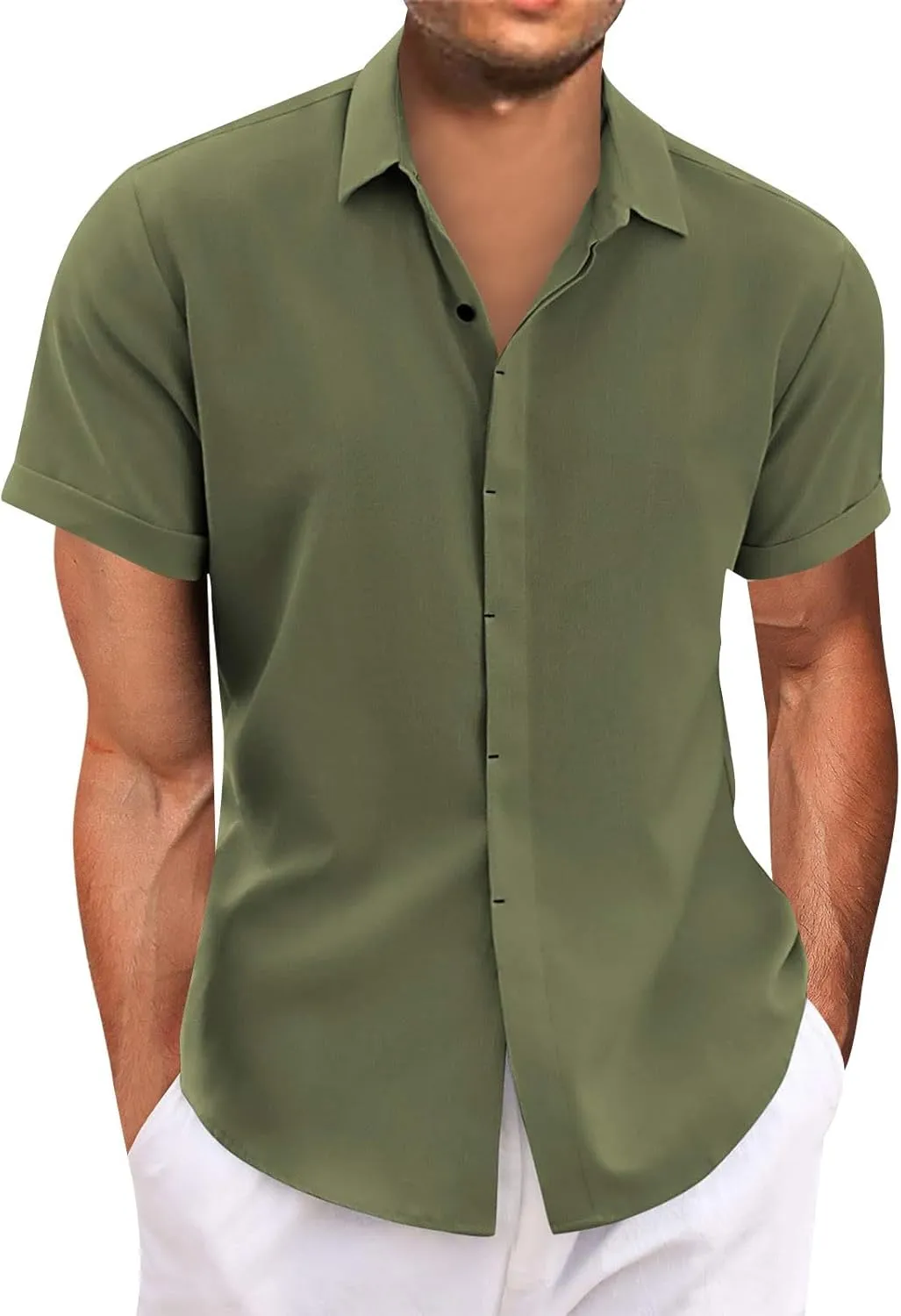 Shirts for Men Men's Linen Shirts Short Sleeve Casual Shirts Button Down Shirt for Men Beach Summer Shirts