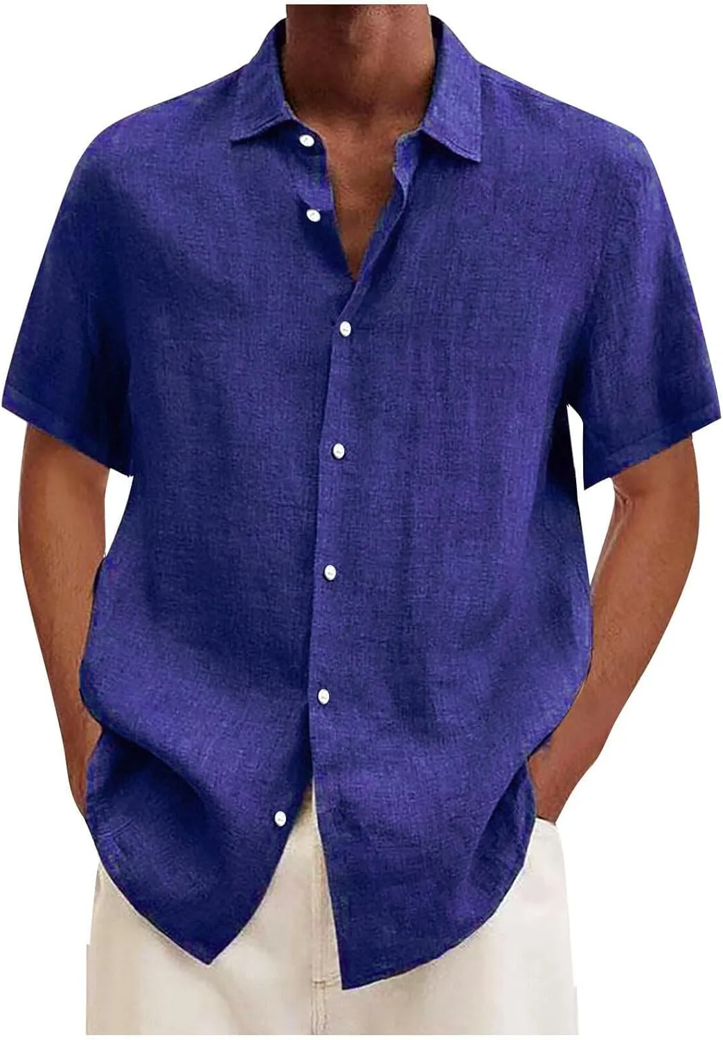 Shirts for Men Men's Linen Shirts Short Sleeve Casual Shirts Button Down Shirt for Men Beach Summer Shirts
