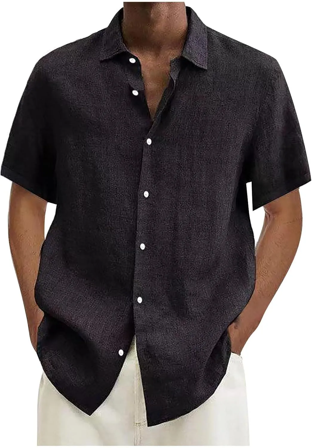 Shirts for Men Men's Linen Shirts Short Sleeve Casual Shirts Button Down Shirt for Men Beach Summer Shirts