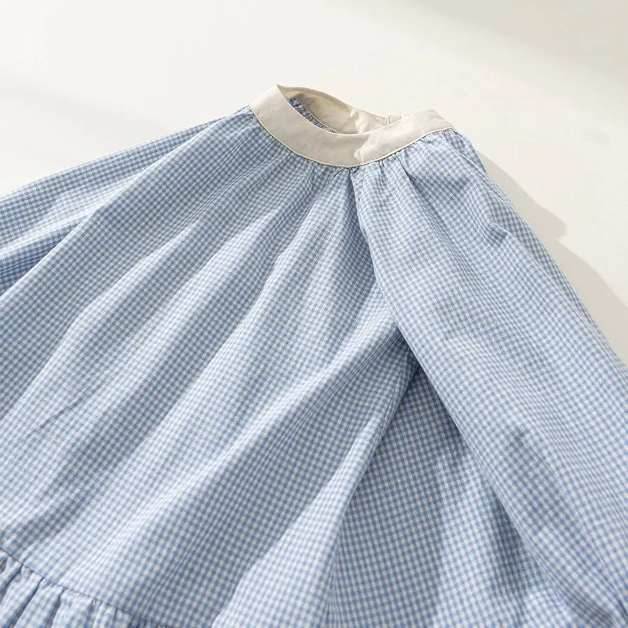 Simple Elegance Gingham Long Sleeve Dress