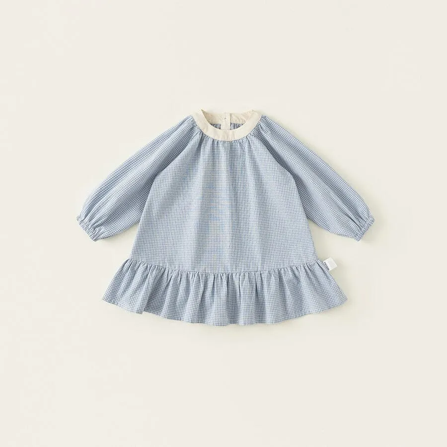 Simple Elegance Gingham Long Sleeve Dress