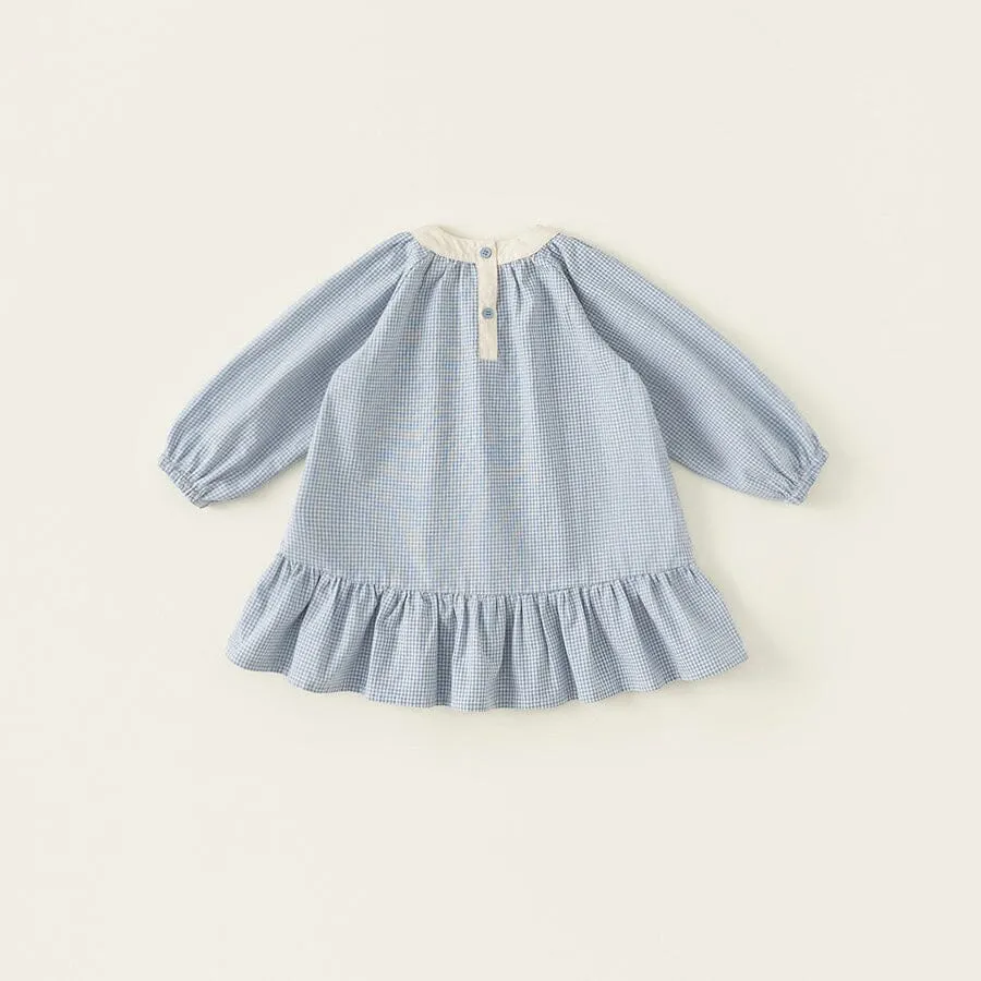 Simple Elegance Gingham Long Sleeve Dress