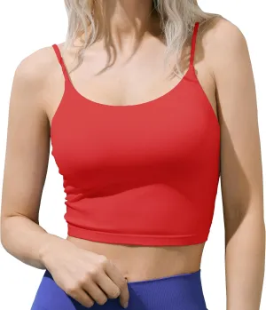 SIXIM Seamless Camisole Tops for Women Built in Bra Women's Spaghetti Strap Tank Tops Padded Double Layer Crop Tops