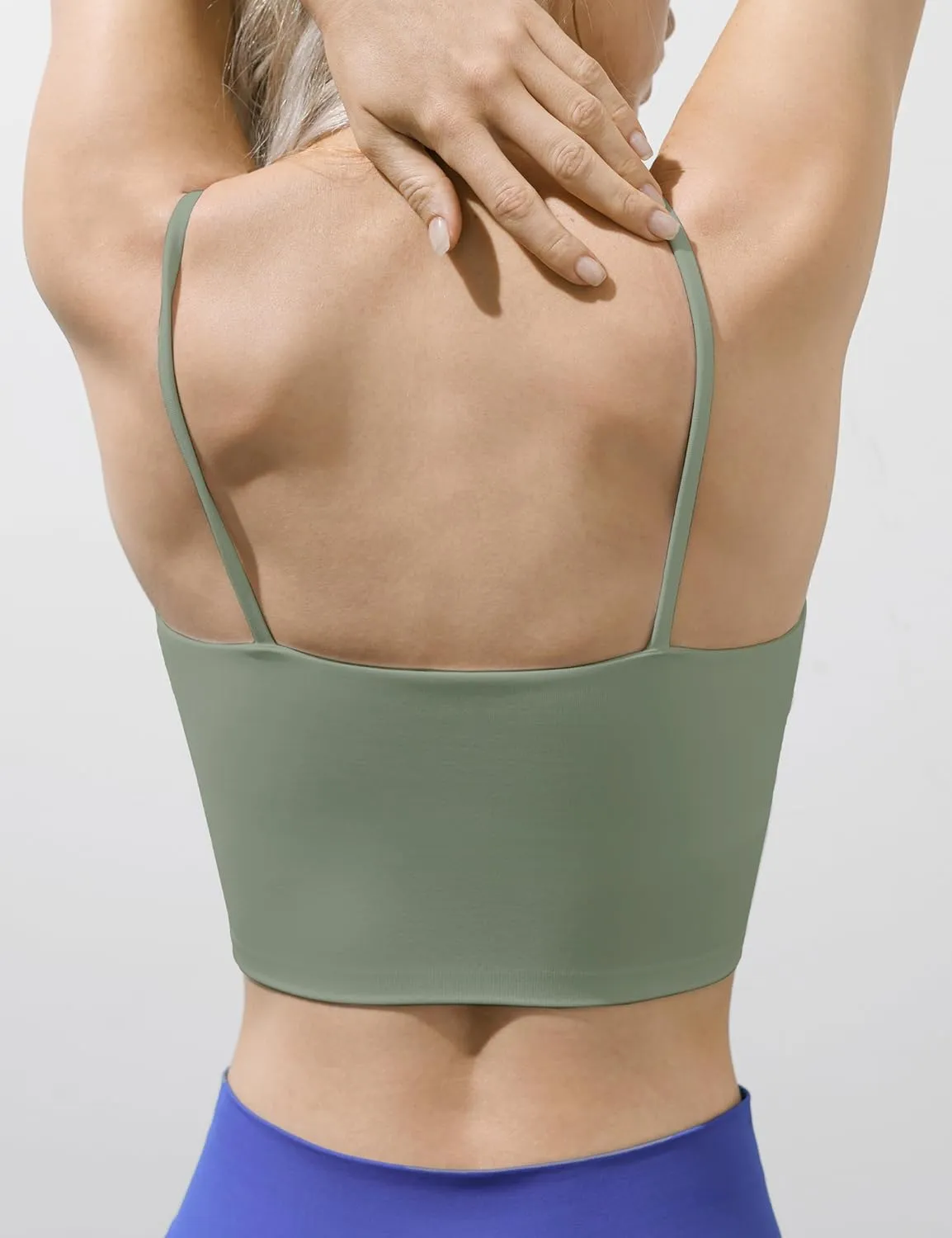 SIXIM Seamless Camisole Tops for Women Built in Bra Women's Spaghetti Strap Tank Tops Padded Double Layer Crop Tops